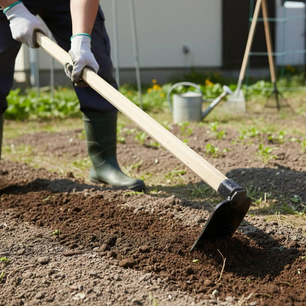Azui Handmade Iron Wide-Head Cultivation Hoe With Oak Handle 120mm