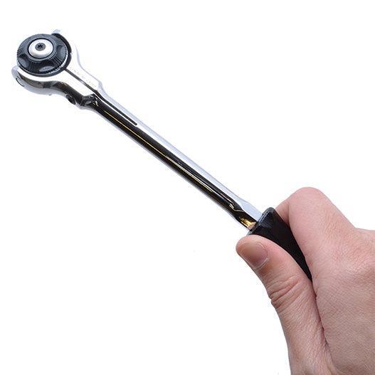 Deen 3/8 Square Swivel Head Ratchet Compact Head Long Handle 205mm