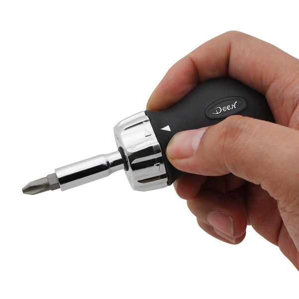 Deen Stubby Ratcheting Screwdriver Multi-Bit Screwdriver Bit Holder