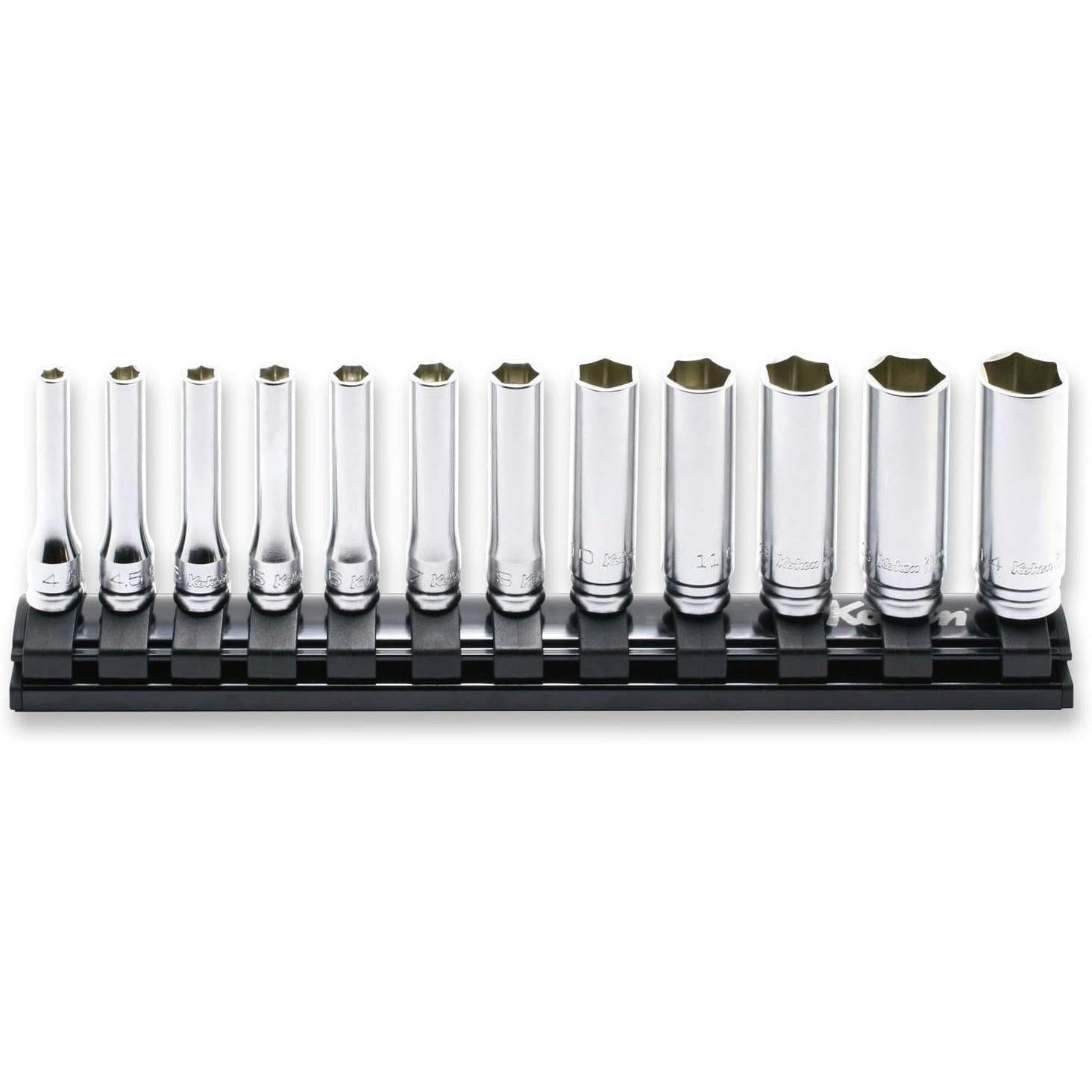 Koken Z-Series 1/4 Deep Socket Set With Rail (12 Pieces) RS2300MZ/12