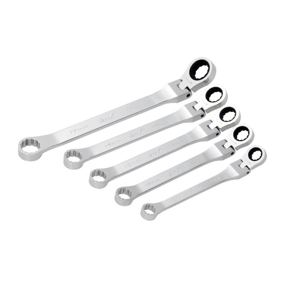 Deen Double Box End Ratcheting Wrench Set Flex Head Wrench 5 Pieces