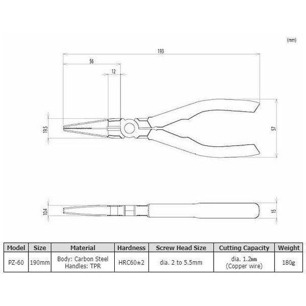 Engineer Neji Saurus Z Long Nose Screw Removal Pliers PZ-60