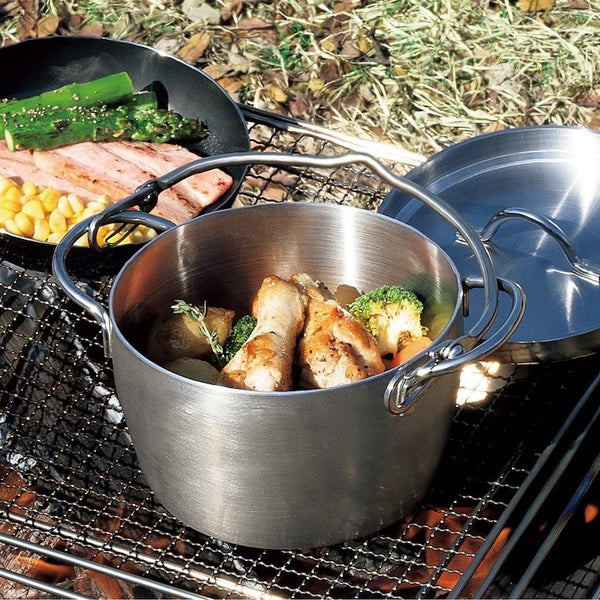 Ptygrace Dutch Oven With Bail Handle IH Compatible Camping Pot 1.4L