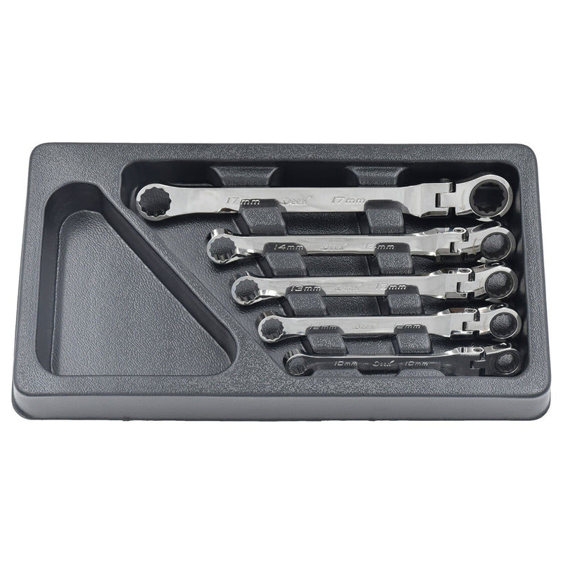 Deen Double Box End Ratcheting Wrench Set Flex Head Wrench 5 Pieces-Daitool