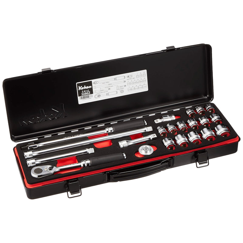 Koken Z-Series 72-Tooth 3/8" Ratcheting Socket Wrench Set (21 Pieces) 3286Z-Daitool