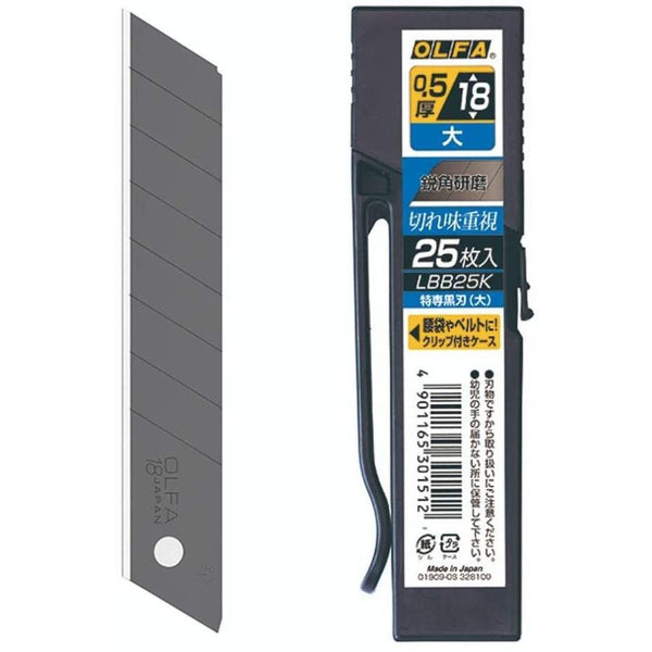 Olfa Special Black Blade Large Size Utility Knife Replacement Blades (25 pack) LBB25K