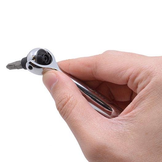 Deen Mini Swivel-Head Ratchet Bit Holder Small Ratcheting Screwdriver