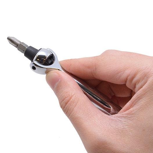Deen Mini Swivel-Head Ratchet Bit Holder Small Ratcheting Screwdriver