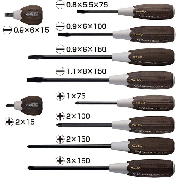 Vessel Woody Driver Screwdriver Set 10 Pieces 3010PS
