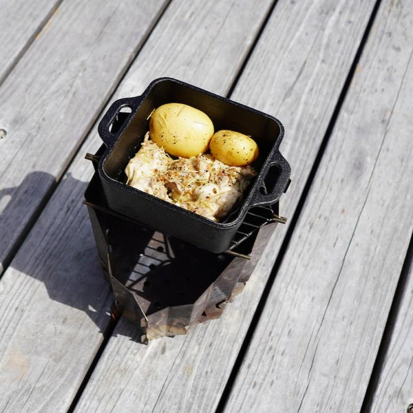 Ptygrace Cube Mini Dutch Oven Compact Cast Iron Cooker