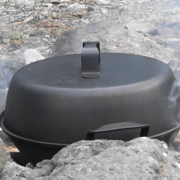 Ptygrace Iron Smoker Durable Smoking Pot & Grill For Camping 27cm-Daitool