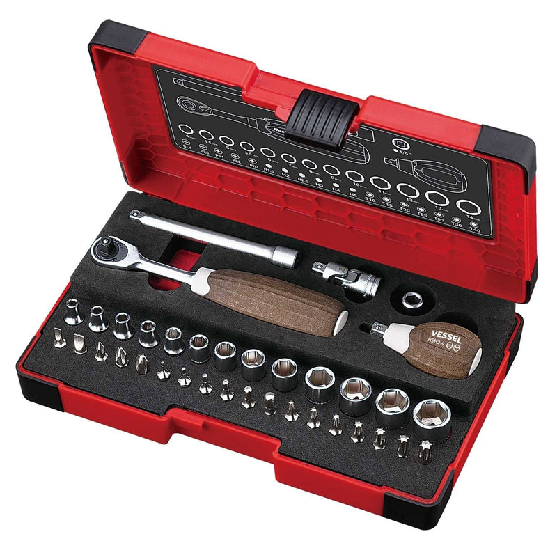 Vessel Wood Composite Socket Wrench Set with Tool Case HRW2001M-W-Daitool